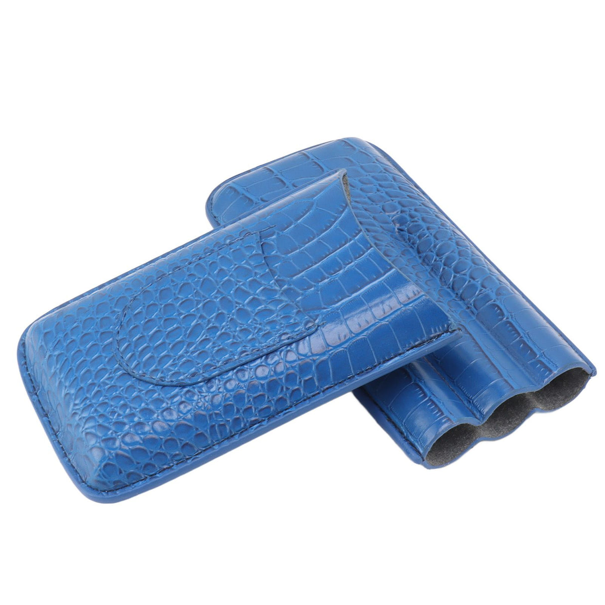 3 Finger Cigar Holder Frosted Finish Portable 3 Finger Leather Cigar Case for Travelling Hiking Dark Blue