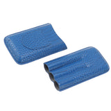 3 Finger Cigar Holder Frosted Finish Portable 3 Finger Leather Cigar Case for Travelling Hiking Dark Blue
