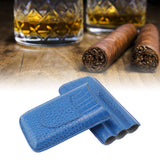 3 Finger Cigar Holder Frosted Finish Portable 3 Finger Leather Cigar Case for Travelling Hiking Dark Blue