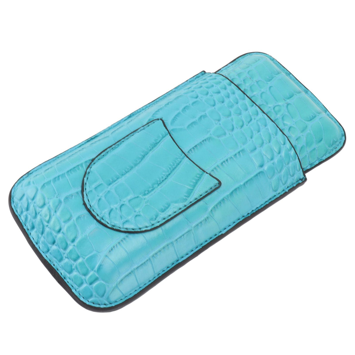 3 Finger Cigar Holder Frosted Finish Portable 3 Finger Leather Cigar Case for Travelling Hiking Light Blue