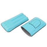 3 Finger Cigar Holder Frosted Finish Portable 3 Finger Leather Cigar Case for Travelling Hiking Light Blue