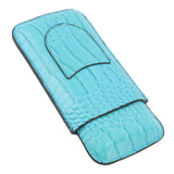 3 Finger Cigar Holder Frosted Finish Portable 3 Finger Leather Cigar Case for Travelling Hiking Light Blue