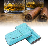 3 Finger Cigar Holder Frosted Finish Portable 3 Finger Leather Cigar Case for Travelling Hiking Light Blue
