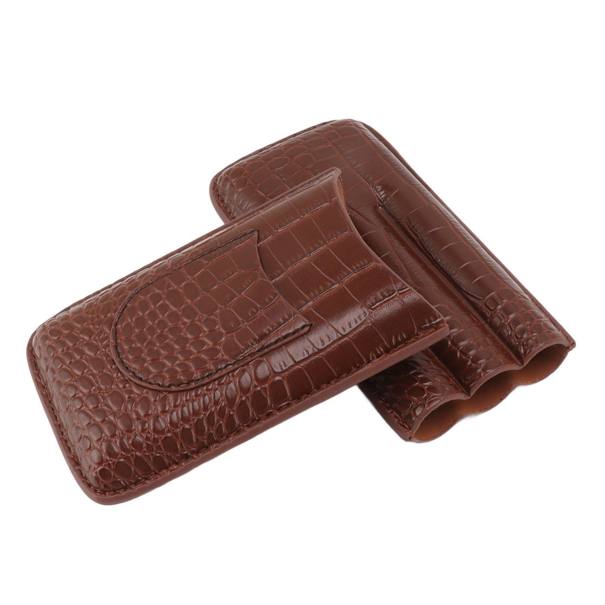 Cigar Holder Case Artificial Leather Portable Durable Elegant 3 Finger Cigar Box for Travel Outdoor Business 78