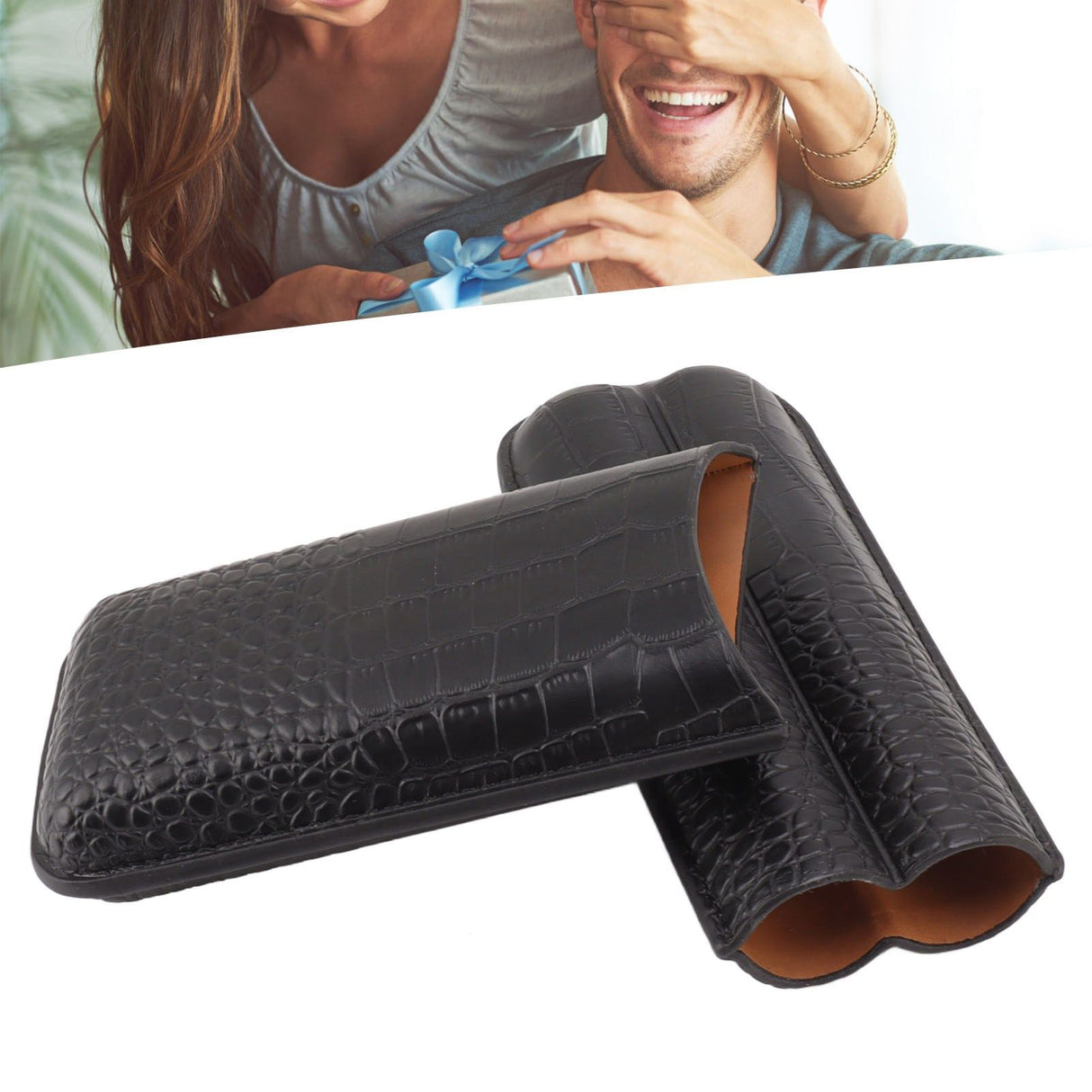 Portable Cigar Bag 2 Holder Leather Humidor Box Storage Case for Protection and Moisturizing