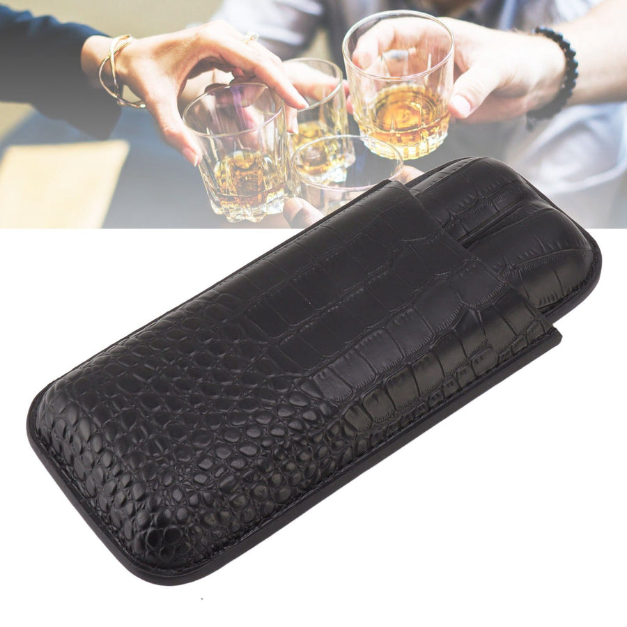 Portable Cigar Bag 2 Holder Leather Humidor Box Storage Case for Protection and Moisturizing
