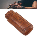 Cigar Case Holder Brown Crocodile Skin Pattern PU Leather 2 Finger Portable Carrying Holder for Travel Anniversary Gifts