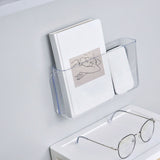 Adhesive Storage Bin Transparent Plastic Wall Mounted Floating Storage Holder Desk Organizer for Bedroom Bathroom L