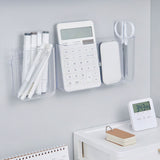 Adhesive Storage Bin Transparent Plastic Wall Mounted Floating Storage Holder Desk Organizer for Bedroom Bathroom L