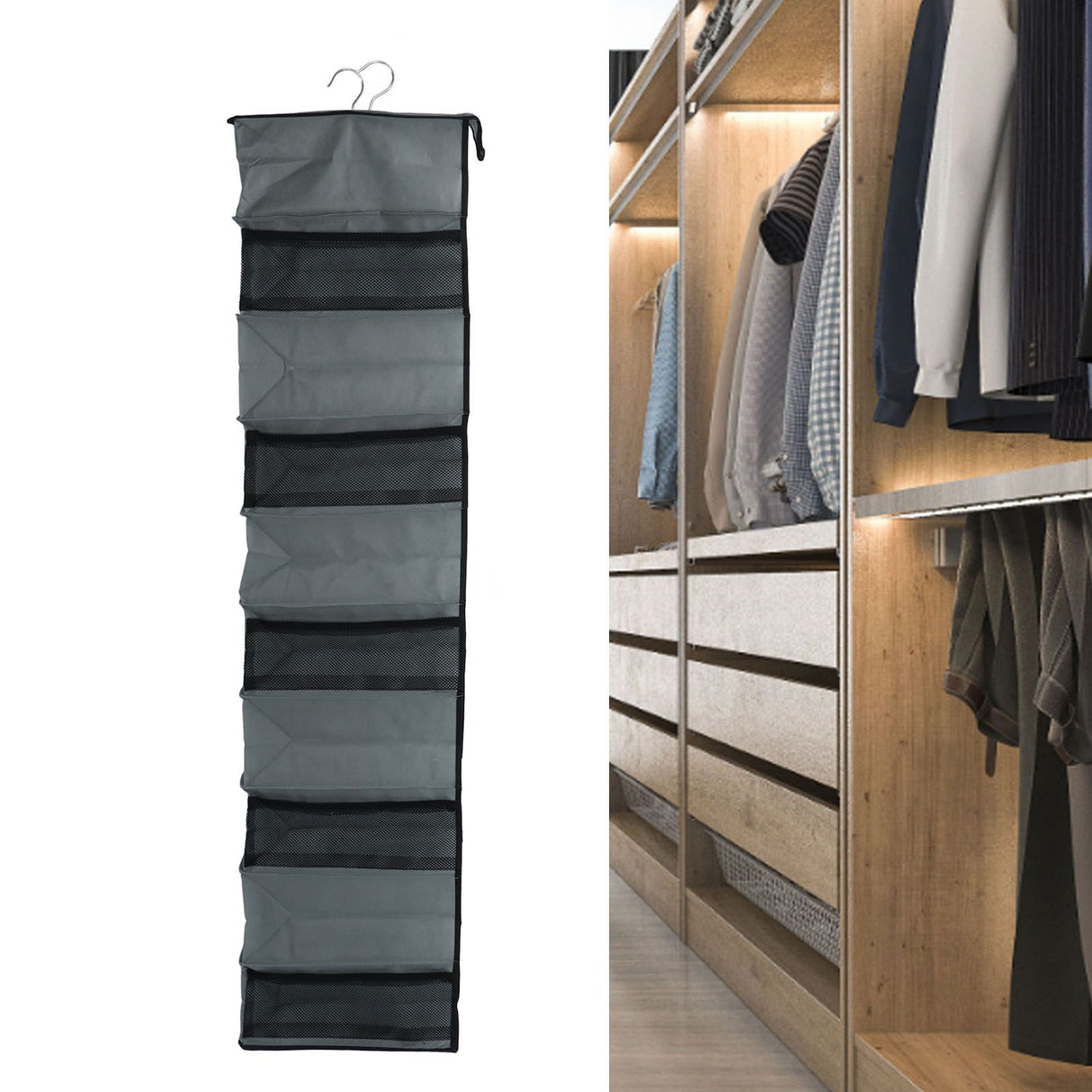 10 Layers Wardrobe Hanging Storage Bag Strong Load Bearing Multilayer Hanging Storage Bag for Shoes Hat Underwear