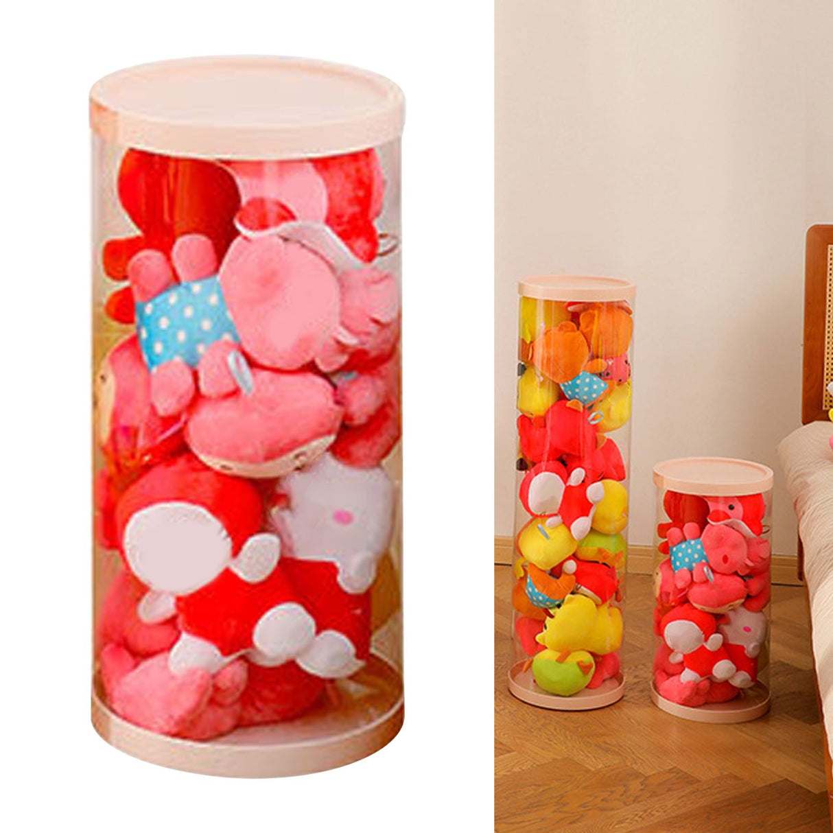 Doll Storage Bucket Transparent Rotatable PVC 26cm Stuffed Animal Storage Bucket for Home 50cm / 19.7in