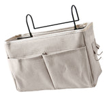 Nightstand Hanging Bag Cotton Linen Bedside Storage Pocket Organizer Basket for Bunk Bed Dorm Rooms White