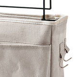 Nightstand Hanging Bag Cotton Linen Bedside Storage Pocket Organizer Basket for Bunk Bed Dorm Rooms White