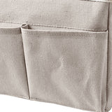 Nightstand Hanging Bag Cotton Linen Bedside Storage Pocket Organizer Basket for Bunk Bed Dorm Rooms White - Low Angle