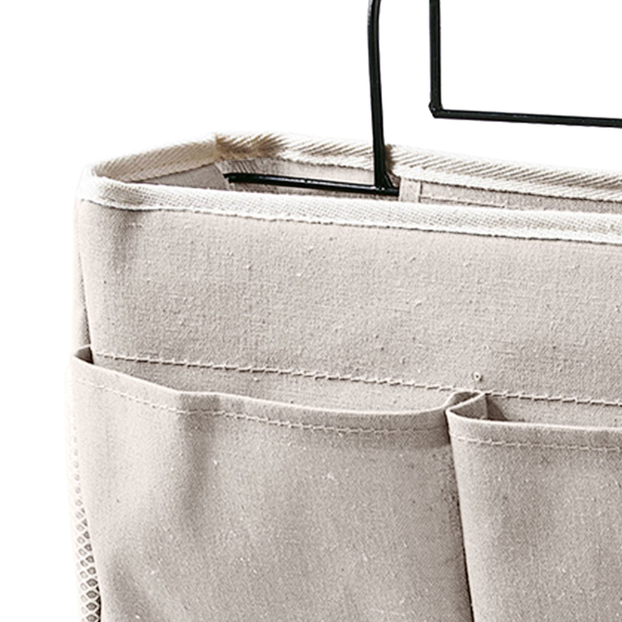 Nightstand Hanging Bag Cotton Linen Bedside Storage Pocket Organizer Basket for Bunk Bed Dorm Rooms White