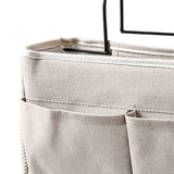 Nightstand Hanging Bag Cotton Linen Bedside Storage Pocket Organizer Basket for Bunk Bed Dorm Rooms White