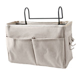 Nightstand Hanging Bag Cotton Linen Bedside Storage Pocket Organizer Basket for Bunk Bed Dorm Rooms White - Extra Image