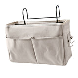 Nightstand Hanging Bag Cotton Linen Bedside Storage Pocket Organizer Basket for Bunk Bed Dorm Rooms White