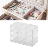 Grid Storage Box Dustproof Transparent Plastic Container Organizer for Jewelry Necklace DIY Art Craft 9 Compartments - 45-Degree Angle