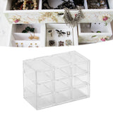 Grid Storage Box Dustproof Transparent Plastic Container Organizer for Jewelry Necklace DIY Art Craft 9 Compartments - Rear View