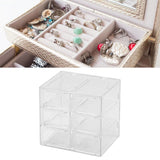 Grid Storage Box Dustproof Transparent Plastic Container Organizer for Jewelry Necklace DIY Art Craft 6 Compartments - 45-Degree Angle