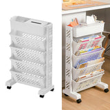 Movable Bookshelf Large Capacity Rotatable Removable Plastic Practical Rolling Organization Shelf 5 Layer - Top-Down View