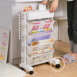 Movable Bookshelf Large Capacity Rotatable Removable Plastic Practical Rolling Organization Shelf 5 Layer