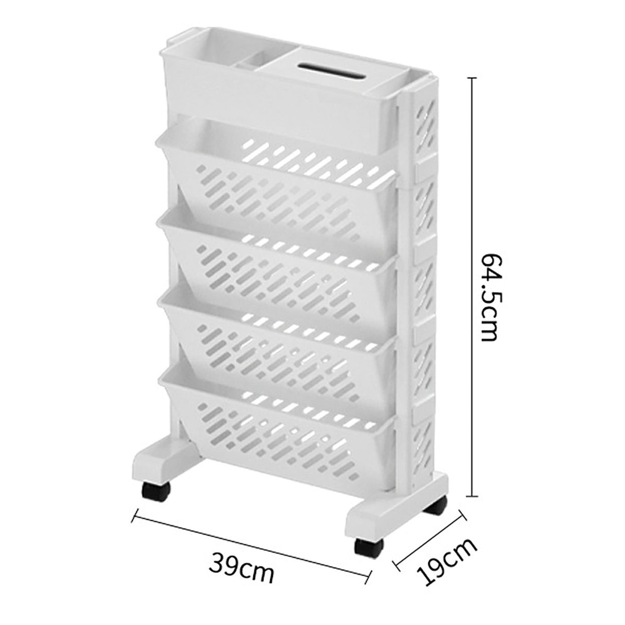 Movable Bookshelf Large Capacity Rotatable Removable Plastic Practical Rolling Organization Shelf 5 Layer