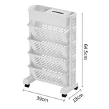Movable Bookshelf Large Capacity Rotatable Removable Plastic Practical Rolling Organization Shelf 5 Layer