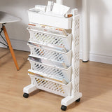 Movable Bookshelf Large Capacity Rotatable Removable Plastic Practical Rolling Organization Shelf 5 Layer