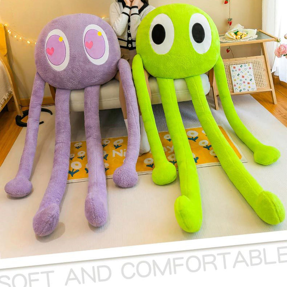 Plush Octopus Pillow Cute Shape Soft Comfortable Stuffed Octopus Doll Toy with 4 Legs for Home Bedroom Office Purple 90cm/35.4in, 480g/16.7oz