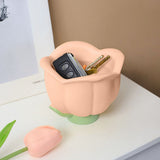 Flower Shape Storage Box Innovative Cute Resin Storage Decorative Ornament for Entryway Desk Dressing Table Tulip - Rear View