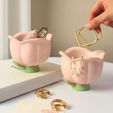Flower Shape Storage Box Innovative Cute Resin Storage Decorative Ornament for Entryway Desk Dressing Table Tulip