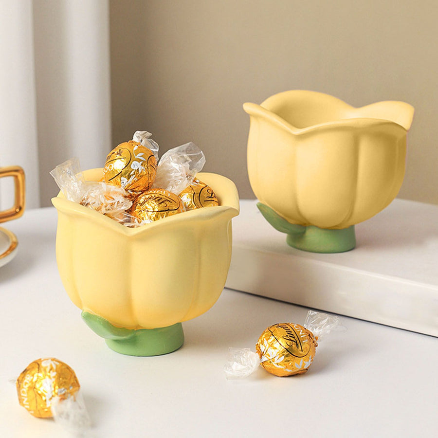 Flower Shape Storage Box Innovative Cute Resin Storage Decorative Ornament for Entryway Desk Dressing Table Convallaria Majalis