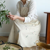 Cooking Apron Flower Embroidery Waterproof Wear Resistant Baking Apron for Coffee Shop Home Cream - 45-Degree Angle