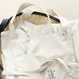 Cooking Apron Flower Embroidery Waterproof Wear Resistant Baking Apron for Coffee Shop Home Cream