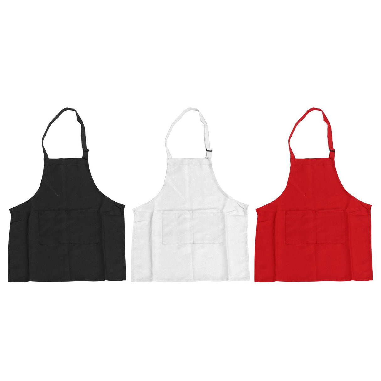 3Pcs Children Aprons Baking DIY Kids Aprons with Pockets for Boys Girls Aged 3‑6 White Red Black M Size 56cm Length