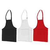 3Pcs Children Aprons Baking DIY Kids Aprons with Pockets for Boys Girls Aged 3‑6 White Red Black M Size 56cm Length