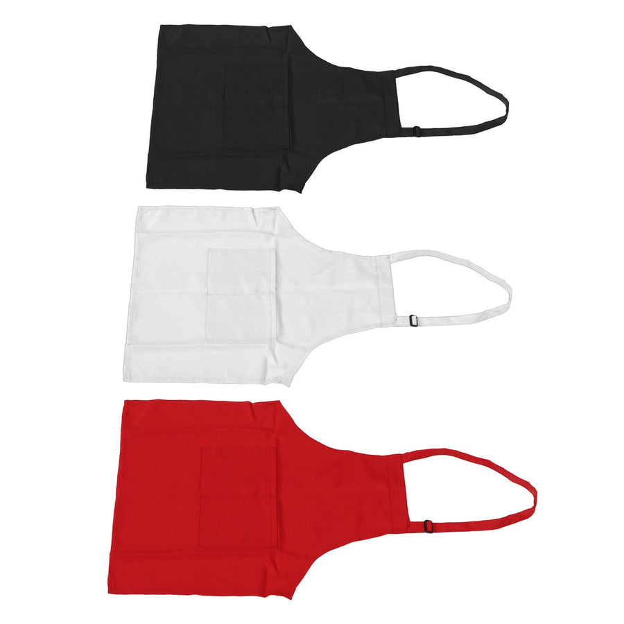 3Pcs Children Aprons Baking DIY Kids Aprons with Pockets for Boys Girls Aged 3‑6 White Red Black M Size 56cm Length