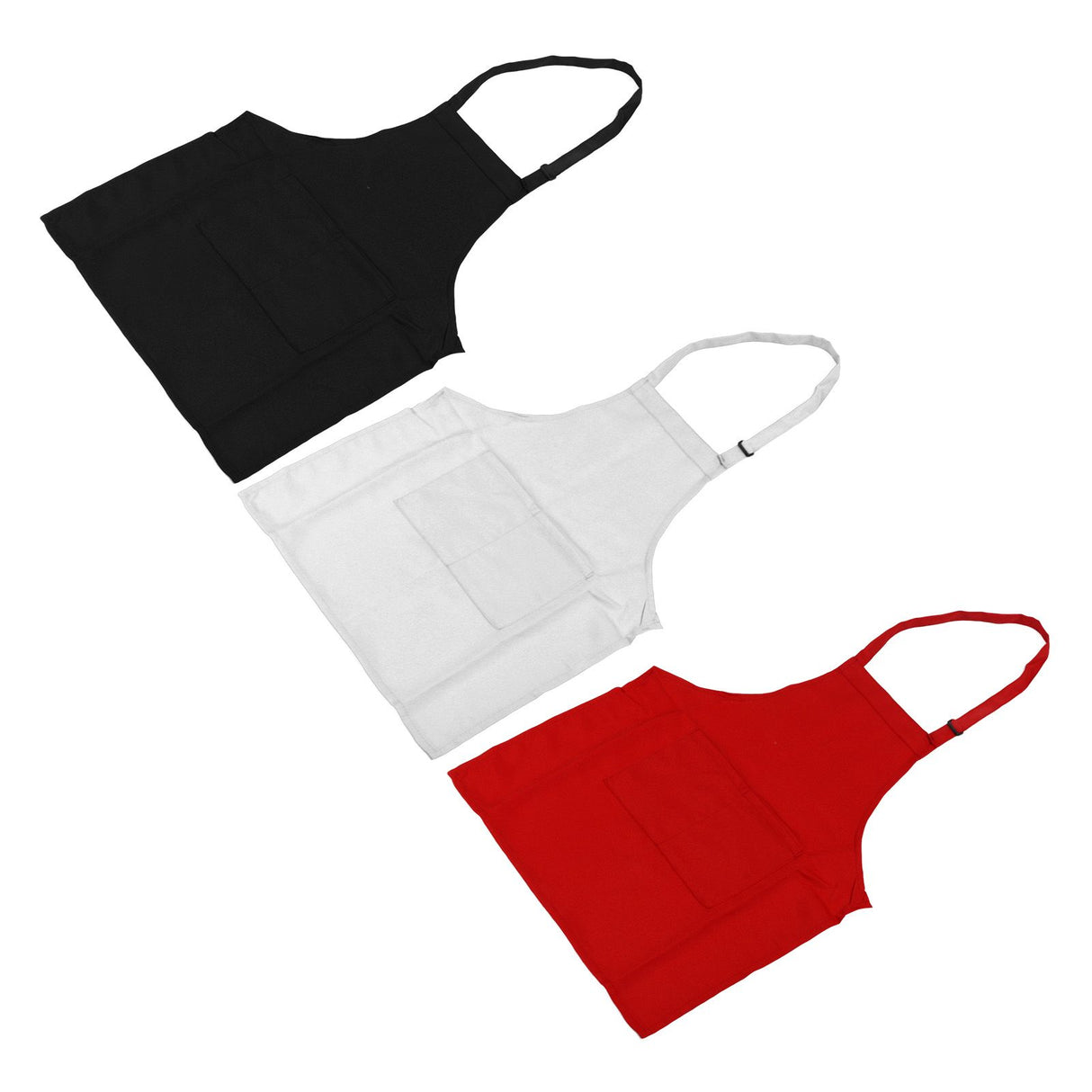 3Pcs Children Aprons Baking DIY Kids Aprons with Pockets for Boys Girls Aged 3‑6 White Red Black M Size 56cm Length