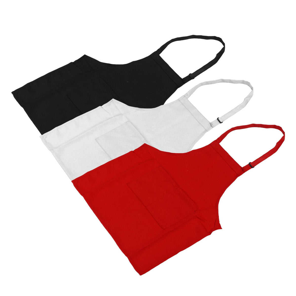 3Pcs Children Aprons Baking DIY Kids Aprons with Pockets for Boys Girls Aged 3‑6 White Red Black M Size 56cm Length