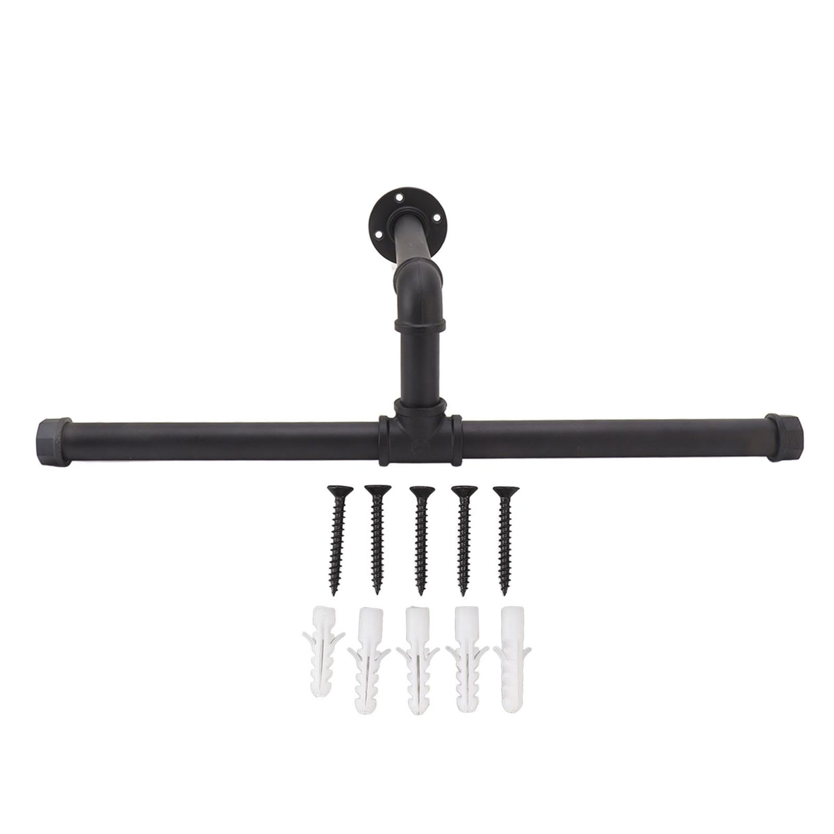 Wall Mount Clothes Rack Floating Iron Pipe Coat Hat Rack Multifunctional Clothing Hanger Black
