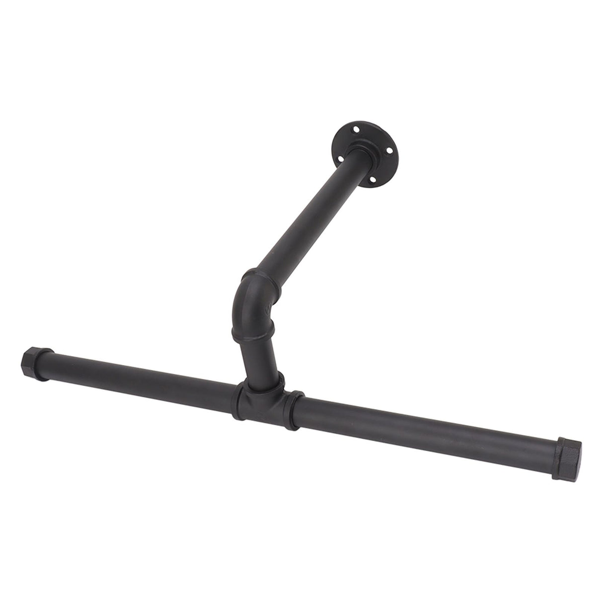 Wall Mount Clothes Rack Floating Iron Pipe Coat Hat Rack Multifunctional Clothing Hanger Black
