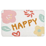 Bath Mat Cute Cartoon Soft Slip Resistance Highly Absorbent Bath Rug for Bathroom Bedroom Kitchen White