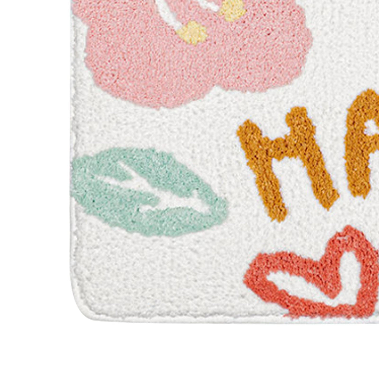 Bath Mat Cute Cartoon Soft Slip Resistance Highly Absorbent Bath Rug for Bathroom Bedroom Kitchen White