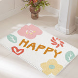 Bath Mat Cute Cartoon Soft Slip Resistance Highly Absorbent Bath Rug for Bathroom Bedroom Kitchen White