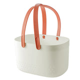 Portable Shower Basket with Ventilation Holes Large Capacity Plastic Portable Storage Basket with Handles for Bathroom White - Rear View
