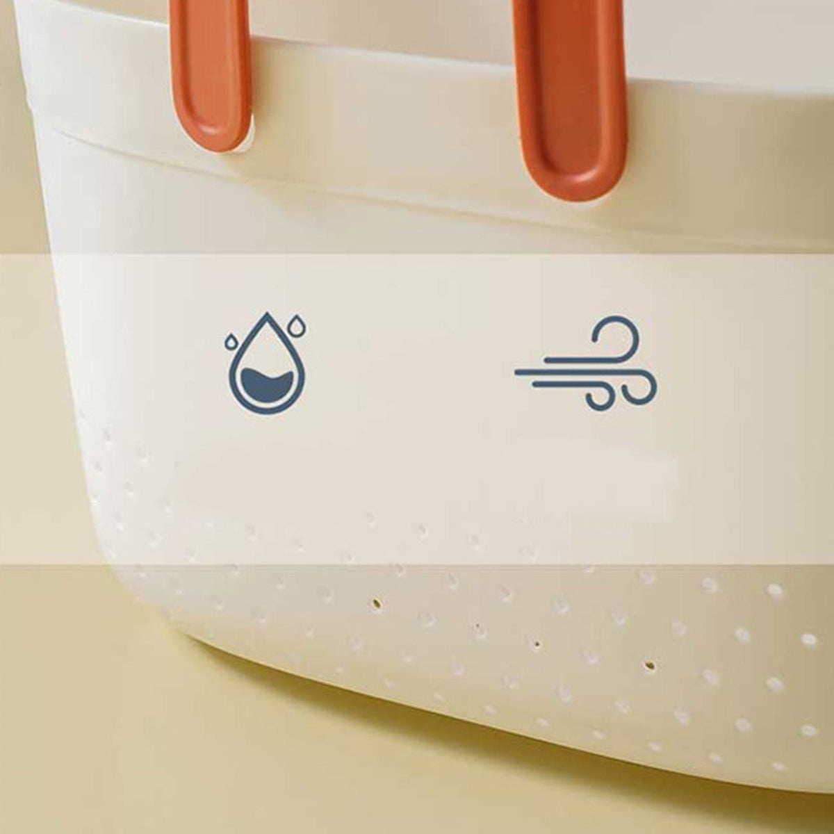 Portable Shower Basket with Ventilation Holes Large Capacity Plastic Portable Storage Basket with Handles for Bathroom White