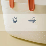 Portable Shower Basket with Ventilation Holes Large Capacity Plastic Portable Storage Basket with Handles for Bathroom White