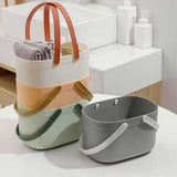 Portable Shower Basket with Ventilation Holes Large Capacity Plastic Portable Storage Basket with Handles for Bathroom White